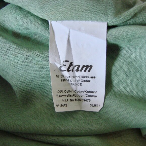 Green Floral Summer Midi Skirt Sequins Beads Cotton Made in France Size Medium - Picture 5 of 13